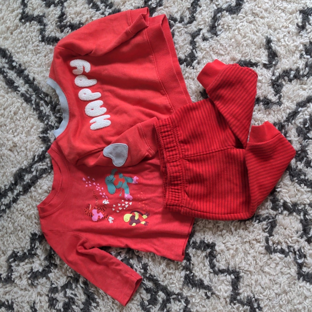 Cat & Jack Valentine 12 month sweatshirt, long sleeve shirt and sweatpants lot